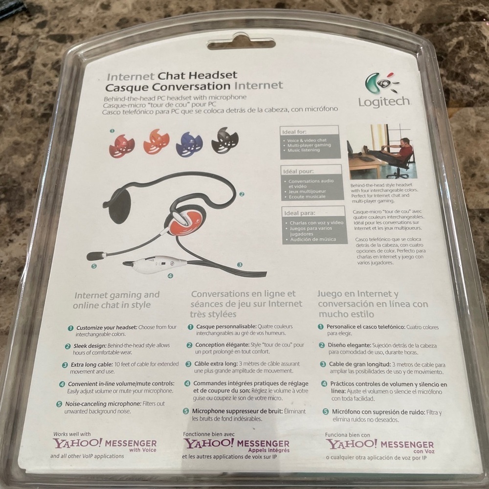 Logitech Internet Chat Headset Behind the Head Multicolored Computer New Sealed - Picture 2 of 3